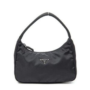 Prada Vintage Mini Zip Hobo Black Nylon Canvas